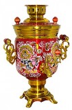 Самовар 3л с художественной росписью "Кудрина на розовом"(банка)