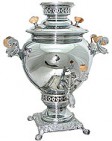 Самовар 5л жаровый никелированный формы шар 2015/1